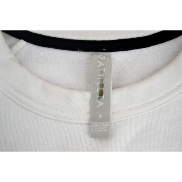 ATHLETA Women's 24/7 Striped Crewneck Sweatshirt SIZE SMALL White / Black - Picture 6 of 6